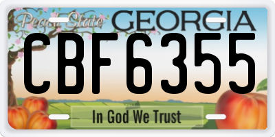 GA license plate CBF6355