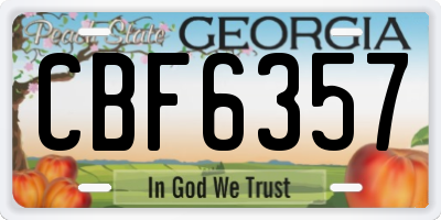 GA license plate CBF6357