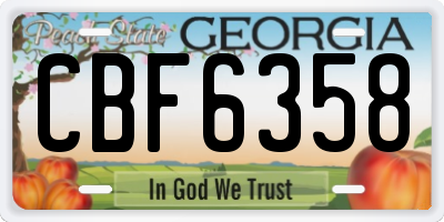 GA license plate CBF6358