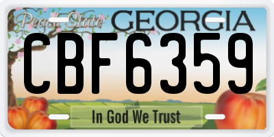 GA license plate CBF6359