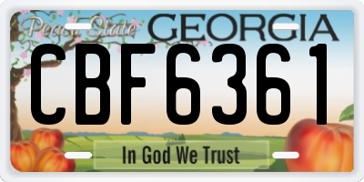 GA license plate CBF6361