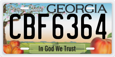 GA license plate CBF6364