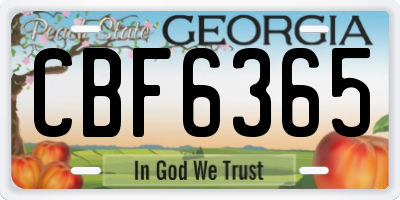 GA license plate CBF6365