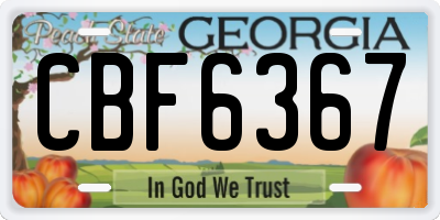 GA license plate CBF6367