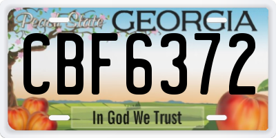 GA license plate CBF6372