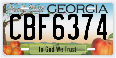 GA license plate CBF6374