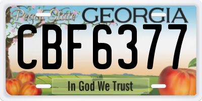 GA license plate CBF6377