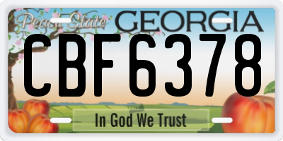 GA license plate CBF6378