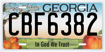 GA license plate CBF6382