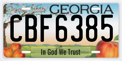 GA license plate CBF6385