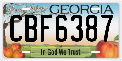GA license plate CBF6387