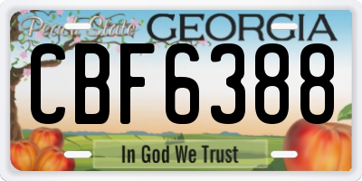 GA license plate CBF6388