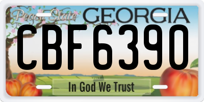 GA license plate CBF6390