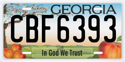 GA license plate CBF6393