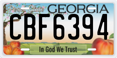 GA license plate CBF6394