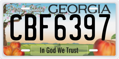 GA license plate CBF6397