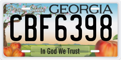 GA license plate CBF6398