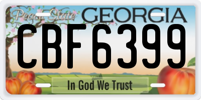 GA license plate CBF6399