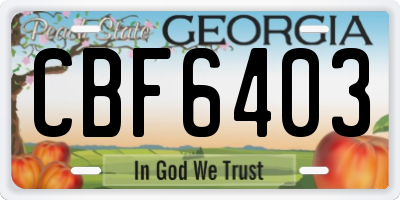 GA license plate CBF6403