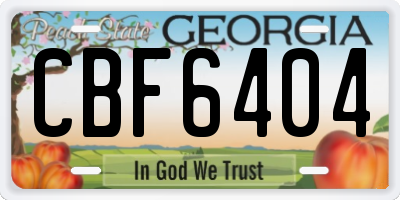 GA license plate CBF6404