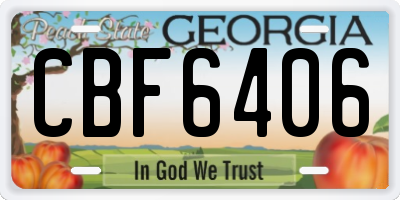 GA license plate CBF6406