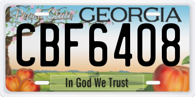 GA license plate CBF6408