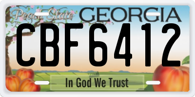GA license plate CBF6412