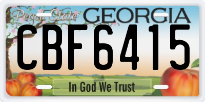 GA license plate CBF6415