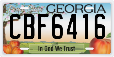 GA license plate CBF6416