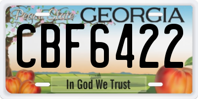 GA license plate CBF6422