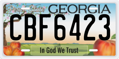 GA license plate CBF6423