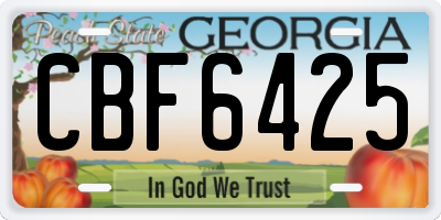 GA license plate CBF6425