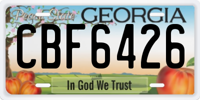 GA license plate CBF6426