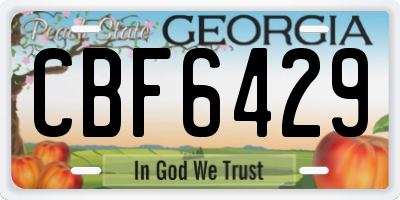 GA license plate CBF6429