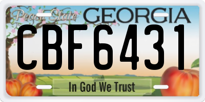 GA license plate CBF6431