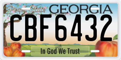GA license plate CBF6432