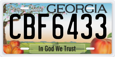 GA license plate CBF6433