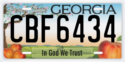GA license plate CBF6434