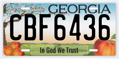 GA license plate CBF6436