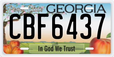 GA license plate CBF6437