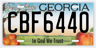 GA license plate CBF6440