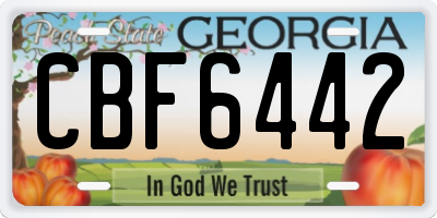 GA license plate CBF6442