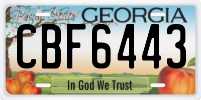 GA license plate CBF6443