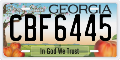 GA license plate CBF6445