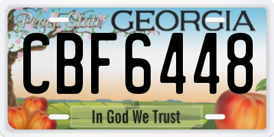 GA license plate CBF6448