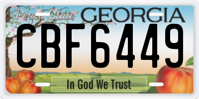GA license plate CBF6449