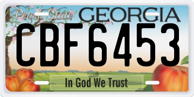 GA license plate CBF6453