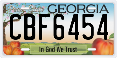 GA license plate CBF6454