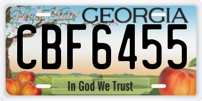GA license plate CBF6455