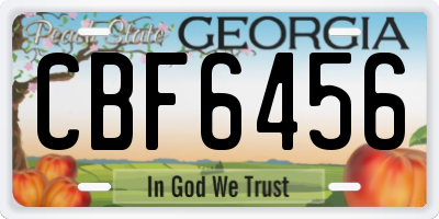 GA license plate CBF6456